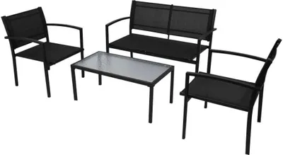 Produktbild von 4-tlg. Garten-Lounge-Set Textilene Schwarz, Lounge-Set Balkonmöbel-Set Sitzgruppe für Garten
