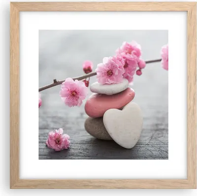 Produktbild von Gerahmtes Poster - Rahmen in heller Eiche - Yoga weiblich Blume Gesundheit - 30x30 cm - Wand Bild - Wanddeko - Wandbilder - Wandposter - Bilderrahmen - Bilder - Kunstdruck - Wandbild - P2NAC30x30-3178