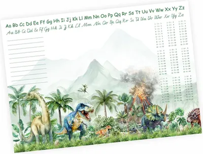 Produktbild von A3 Schreibtischunterlage Papier Dinosaurier – Vulkan & Urzeitwelt 1x1 | 50 Blatt