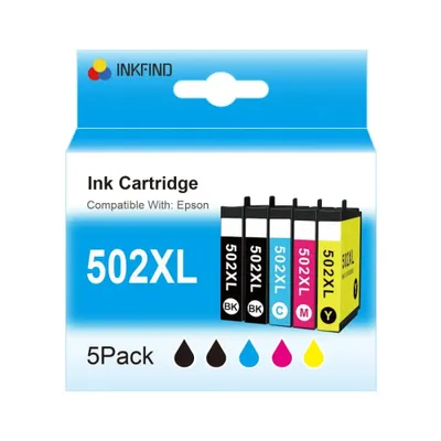 Produktbild von INKFIND 502XL Tintenpatronen für Epson502 Epson 502 Epson502XL Epson 502XL Multipack mit 5 Stück (Epson 502xl schwarz *2, Epson 502xl C/M/Y *1)