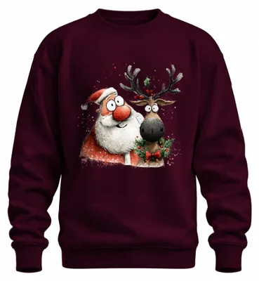 Immagine prodotto di Babbo Natale Renna Rudolph Divertente Regalo di Natale Unisex Felpa Pullover, Borgogna, 3XL