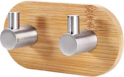 Produktbild von Selbstklebende Bambus-Haken aus Edelstahl für Handtücher und Deko