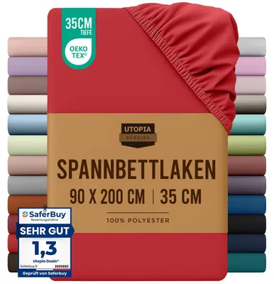 Productafbeelding van Utopia Beddengoed - Spannenlaken 90x200 cm - Rood