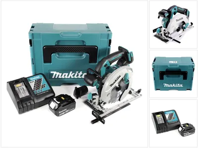 Image de Makita DHS 680 RT1J Scie circulaire sans fil 18V Ø 165 mm + Boîtier MAKPAC 3 + 1x Batterie BL1850 5,0 Ah + Chargeur DC18RC