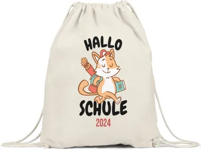 Produktbild von Hallo Schule 2024 Turnbeutel Gymsack Geschenkidee zur Schulstart oder Einschulung für Erstklässler Schulanfänger