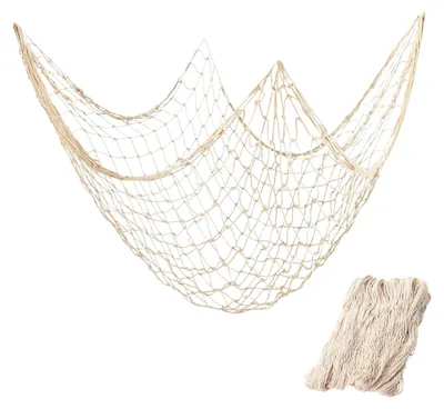 Fischernetz mit Muscheln, Baumwolle, 100x200 cm, Dekoration