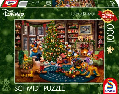 Immagine prodotto di Schmidt Spiele Disney Mickey & Minnie Trimming The Tree, Thomas Kinkade, Puzzle, 1000 Teile, 58047