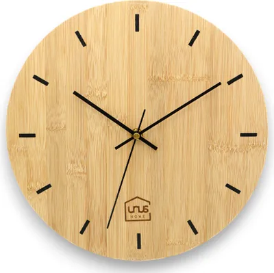 Produktbild von UNUS Wanduhr 30cm rund modern leise Uhrwerk Bambus-Holz analog Deko-Wanduhr
