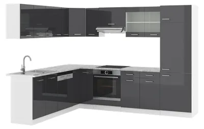 Produktbild von Eckküche Vicco R-Line Anthrazit Hochglanz/Weiß 287 x 227 cm ohne Arbeitsplatte, Model 29294