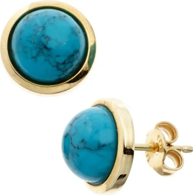 Produktbild von Ohrstecker Stecker Ohrschmuck mit Türkis 585 Gold Gelbgold rund