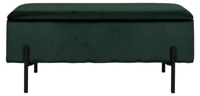 Image de Banc Watford en velours vert avec compartiment de rangement, 95 cm