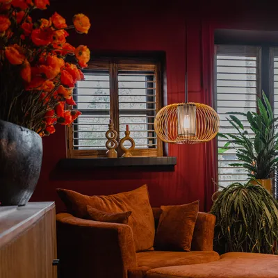 Produktbild von QAZQA - Design Hängelampe I Pendellampe I Pendelleuchte Gold I Messing mit schwarz 50 cm - Marnie I Wohnzimmer I Schlafzimmer - Stahl Rund - LED geeignet E27