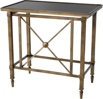 Produktbild von Casa Padrino Designer Beistelltisch mit schwarzer Granitplatte 86 x 51,5 x H. 81,5 cm - Luxus Kollektion