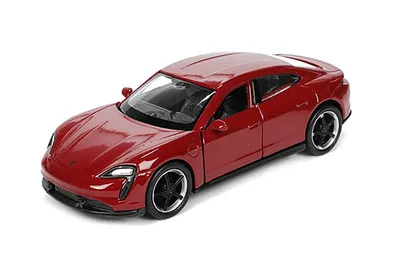 Produktbild von Porsche Taycan Turbo S 12cm Modellauto Rückzug Welly Metall Modell Auto Spielzeugauto Geschenk Kinder Spielzeug 27 (Rot)