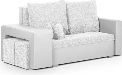 Produktbild von 2-Sitzer-Sofa mit Schlaffunktion HUBERT2 - Silber/Weiß