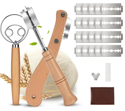 Bäckermesser-Set 3-teilig mit 20 Klingen, Teigschaber