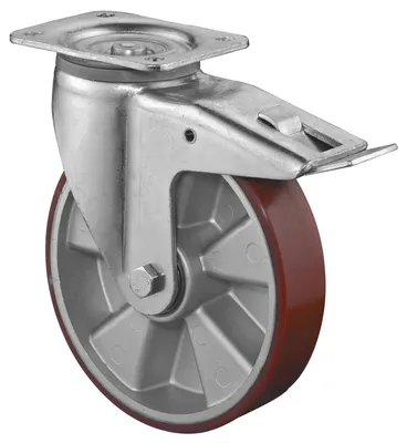 Image de BS Roulettes Roulette pivotante L620.B90.125 avec frein Diamètre 125mm Capacité de charge 450kg Plateau 135x110mm - L620.B90.125