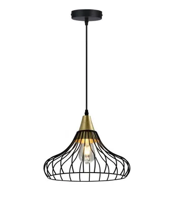 Produktbild von GTV - Deckenleuchte LOTTE,2622,AC220-240V,50/60Hz,1*E27, IP20,DURCHM. 33 CM, einzeln, schwarz/gold
