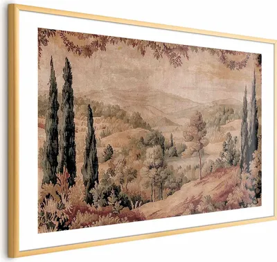 Produktbild von Posterpapier Poster - Mediterranean Landscape - Old Tapestry with a Hill and Lake 60x90 cm Landschaften c-H-10028-ao-a