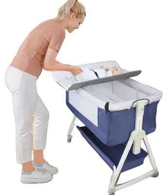 Image de Berceau pour bébé, deux modes, facile à déplacer, bleu