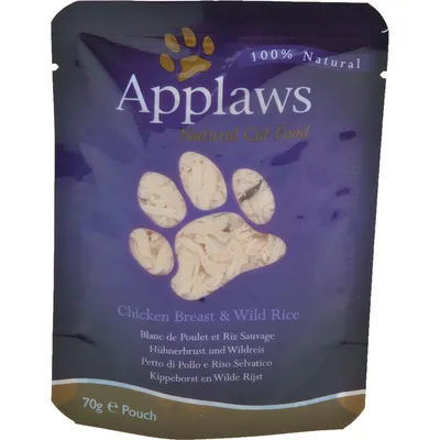 Produktbild von APPLAWS Hähnchenbrust mit Wildreis in Brühe - Nassfutter für Katzen - 24x70g