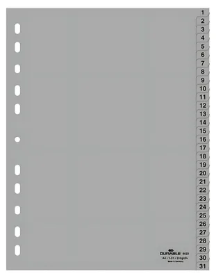 Obrázok produktu pre DURABLE Zahlenregister A4 1-31 PP volldeck. grau