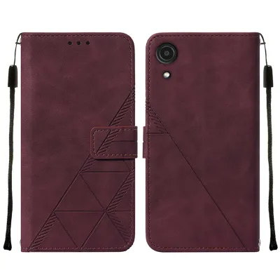 Produktbild von Galaxy A03 Core Hülle, Schlank Prägung Flip Leder Kartenfächer Schutzhülle mit Ständer für Samsung Galaxy A03 Core Rot