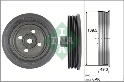Produktbild von INA 544 0139 10 Riemenscheibe Kurbelwelle für FORD Focus II Schrägheck (DA, HCP, DP) 140mm