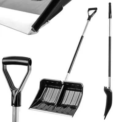 Image de Pelle à neige - Aluminium - Poignée ergonomique en D - Lame 55 x 145 cm - Plastique - Noir