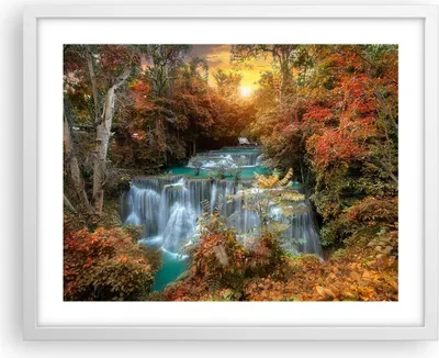 Produktbild von Gerahmtes Poster - Weißer Rahmen - Park Wasserfall Wasser - 50x40 cm - Wand Bild - Wanddeko - Wandbilder - Kunstposter - Wandposter - Bilderrahmen - Bilder - Kunstdruck - Wandbild - P2WAA50x40-3995
