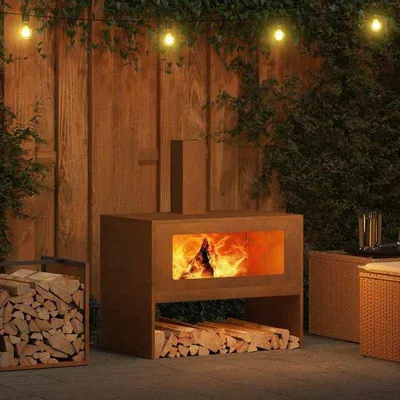 Produktbild von Außenofen – Feuerkorb – Gartenofen – Terrassenofen – Holzofen – Metall – Braun, pulverbeschichtet – 80x50x96 cm