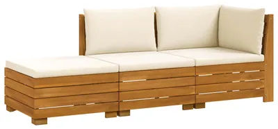 Produktbild von vidaXL Outdoor-Sofagarnitur mit Kissen 3 Stück Braun Massivholz Akazie