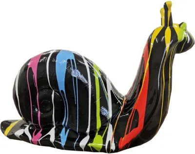 Produktbild von Casa Padrino Luxus Designer Deko Skulptur Schnecke Schwarz / Mehrfarbig 100 x H. 50 cm - Große Deko Figur - XXL Deko Skulptur - XXL Deko Figur - Wohnzimmer Deko - Garten Deko - Luxus Skulpturen