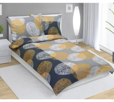 Obrázek produktu pro Bavlněné povlečení - 140x200 cm. 70x90 -  oranžová,šedá