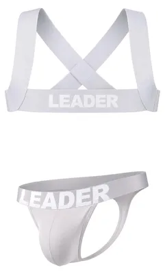 Imagen del producto de LEADER - Ropa Interior Tanga Hombre - Essentials Multipack 1x Thong + 1x Harness Grey - Tamaño XS