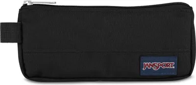A black Jansport pencil case is shown against a white background.
