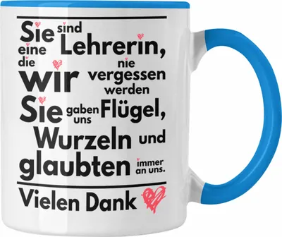 Produktbild von Trendation - Abschiedsgeschenk Lehrerin Tasse Geschenk zum Abschied Klassenlehrerin Beste Lehrerin Geschenkidee Danke (Blau)