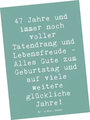Produktbild von Mr. & Mrs. Panda Grußkarte Spruch 47. Geburtstag - Meeresbrise - Geschenk, Geburtstagssprüche, Happy Birthday, Fotokarte, Ansichtskarte, Einzigartige Geschenke, Postkarte