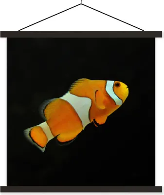Produktbild von MuchoWow® Textilposter Fisch - Linie - Schwarz 90x90 cm mit schwarzem Rahmen - Magnetisches