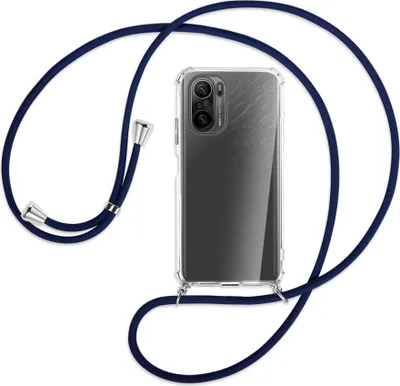 Produktbild von Handykette Backcover-Schutzhülle mit Band (Metall silberfarben) für Xiaomi Mi11i / Poco F3 (Pro), Redmi K40 - dunkelblau