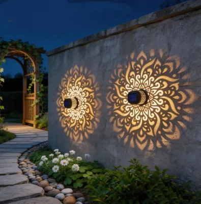 Produktbild von 2 Stück Decorative Solar Lights,Solar Wandleuchte,Solarlampen für Außen,LED Garden Lantern Wasserdichte für Gartendeko Warmweiß