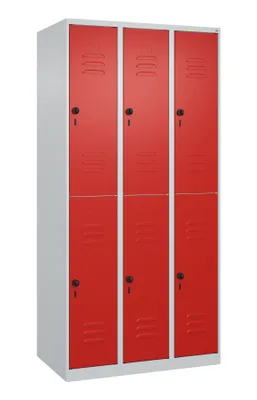 Produktbild von CP Spind Classic Plus lichtgrau, verkehrsrot 080300-30 S10002, 6 Schließfächer 90,0 x 50,0 x 185,0 cm