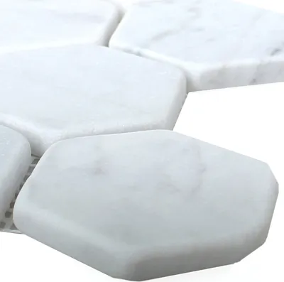 Produktbild von Mosaikfliesen Marmor Wutach Hexagon Weiss Carrara