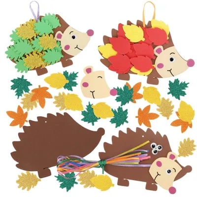 Produktbild von Bastelset Igel 12 Stück für Kinder, Moosgummi Anhänger, Herbst & Winter Deko