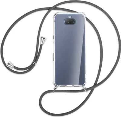 Produktbild von Handykette Backcover-Schutzhülle mit Band (Metall silberfarben) für Sony Xperia 10 - dunkelgrau