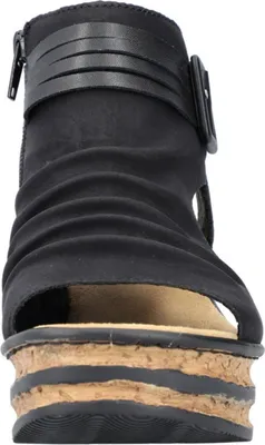 Produktbild von Rieker Damen Sandalette Hochfront Schaftsandale Keilabsatz Reißverschluss 68191, Größe:39 EU, Farbe:Schwarz