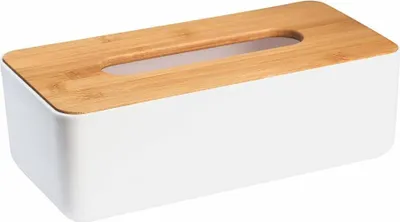 Zdjęcie produktu dla Pudełko na chusteczki SNOW 262x90x132mm, białe/bambusowe