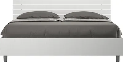 Produktbild von ITYHOME - Bett ohne Lattenrost 160x190 gerades Kopfteil mit Holzlatten Esche weiß Ankel