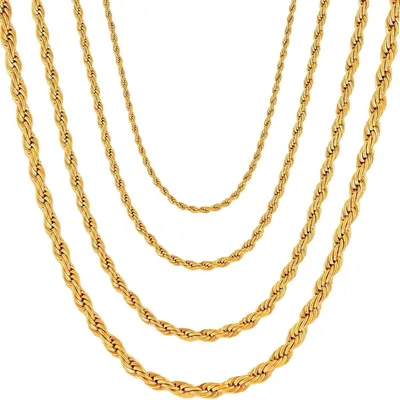 Produktbild von Halskette Edelstahl Verdrehte Seilkette Kordelkette Gold 2 mm Breite 50 cm Länge
