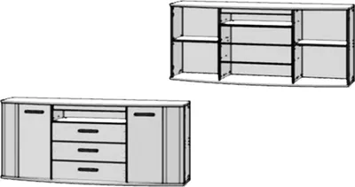 Produktbild von Sideboard Rondino Sandeiche weiß Hochglanz mit LED-Beleuchtung